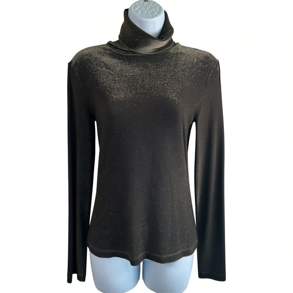 Vintage 90's MOSCHINO Y2K Metallic Turtleneck Sweater Sz 10 Long Sleeves